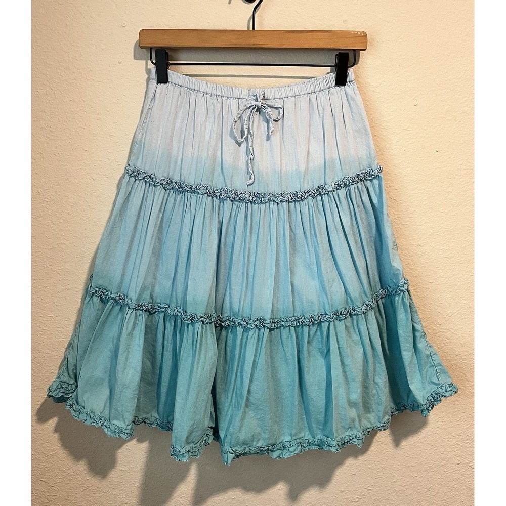 Vintage Y2K Women's Skirt Medium So Real So Right Boho Blue Ombre Fairy